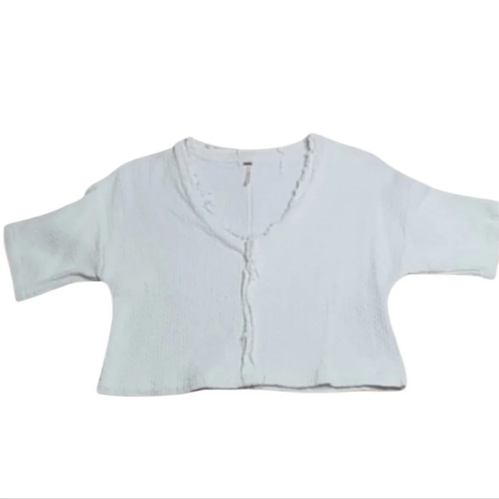 Free People IvoryTweed Boxy Fit Crop Top
